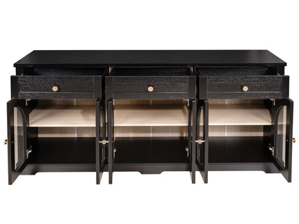 Sideboard Cabinet With 3 Drawers And 6 Arched Glass Doors