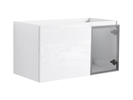 36" (35 1 / 4") Wall Mounted Bathroom Vanity, Cabinet With Half Door (Excluding Sink) - Glossy White