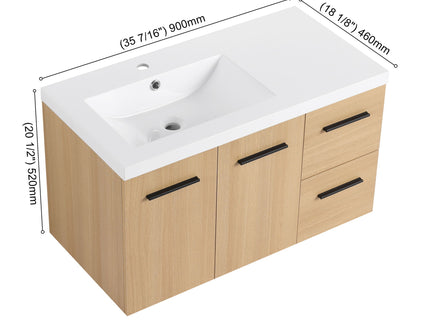 Wall Mounted Floating Bathroom Vanity With Sink, Door & Drawers Modular Cabinet