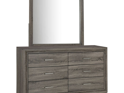 Funston - 6 Drawer Dresser With Mirror - Brown Oak