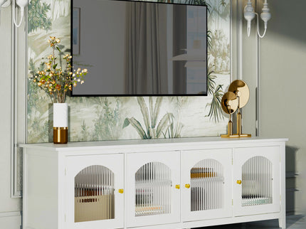 StylishTVcabinet Entertainment CenterTV Stand, TVconsoletable, Media Console, Solidwood Frame, Changhong Glass Door, Metal Handle