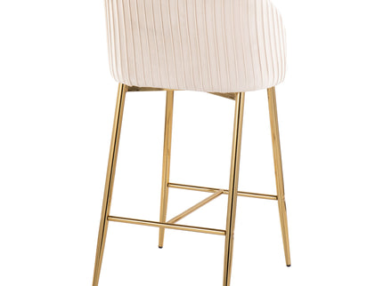 Fran - Pleated Contemporary / Glam Fixed Height Counter Stool (Set of 2)