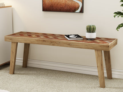 Artisan - Handcrafted Mango Wood Bench Rustic Boho Style - Natural