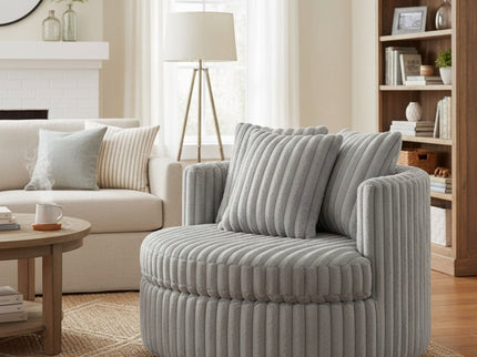 Mindy - Oversized Swivel Barrel Chair - Gray