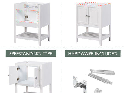 Bathroom Vanity Base Only, Soild Wood Frame, Bathroom Storage Cabinet With Doors And Open Shelf