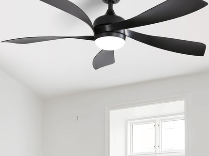 52" Ceiling Fan With 3 Color Dimmable LED Light, 5 Blades, Remote Control, Reversible DC Motor
