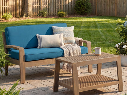 2 Piece Outdoor Conversation Set (Loveseat & Coffee Table With Water-Resistant Cushions)