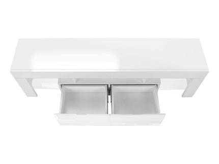 TV Stand, Console, Media Entertainment Center, Storage Cabinet, Glossy Contemporary & Modern - White