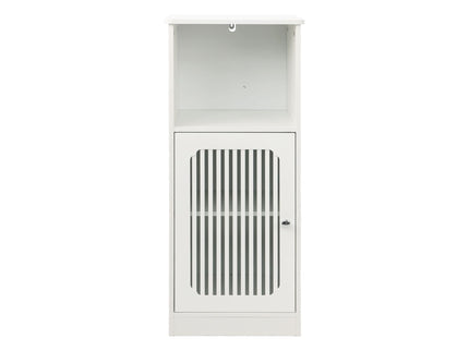 Louvered Door Bathroom Low Cabinet With Multi Layer Storage - White