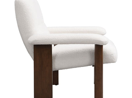 Modern Accent Chair With Ottoman, Mid Century Lounge Chair With Footrest, Comfy Fabric Armchair Upholstered Set With Solid Wood Frame For Living Room - White