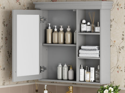 Wall Mounted Bathroom Medicine Cabinet With Mirror And Adjustable Storage With Soft Close Hinges
