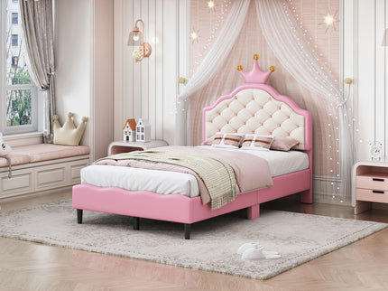Lovely Crown Fantasy Princess Bed With Tufted Headboard