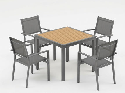 5 Piece Patio Dining Set, Table And Chairs For Outdoor Use - Gray