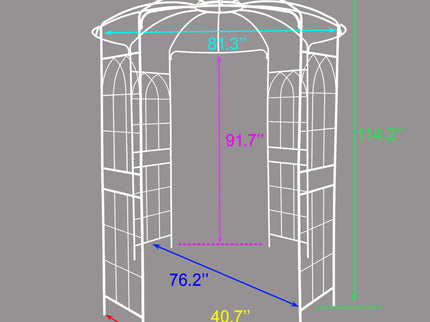 Metal Garden Arch Iron Garden Arbors Gazebo Dia High Birdcage Shape Pergola Pavilion For Wedding Ceremony