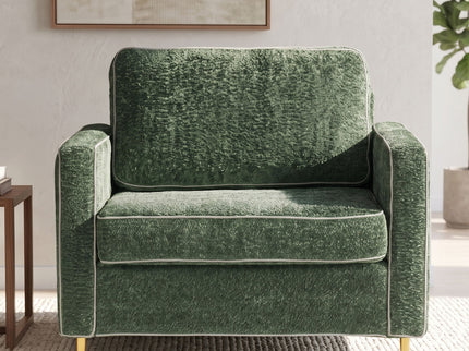 Accent Chair Upholstered Single Sofa With Square Arms, Sewn Pillow Back For Living Room