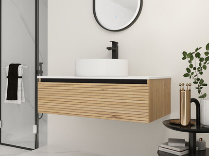 Wall Mounted Bathroom Vanity With Art Sink & 1 Soft Close Drawer