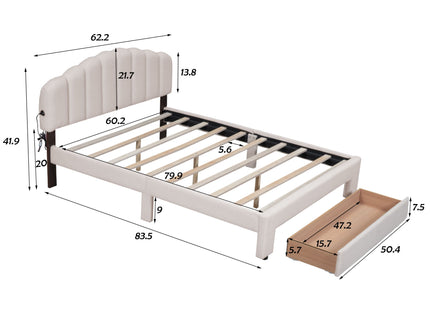 Upholstered Platform Bed With Drawer