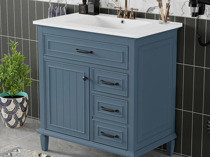 Bathroom Vanity With Sink Top, Flip Drawers, Adjustable Shelf