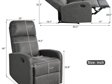 Modern Recliner Manual, Home Theater Chair With Adjustable Backrest