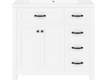Modern Bathroom Vanity With Sink, Freestanding Design With Drawers And Doors