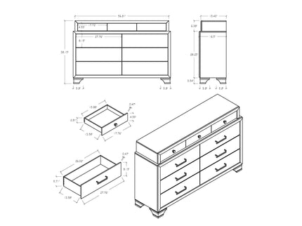 Civic - 5 Piece Storage Bedroom Set With Bookcase Headboard