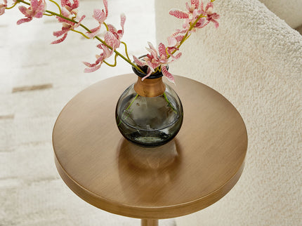 Morven - Adjustable Height Accent Table With Round Top - Antique Brass