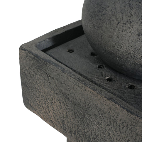 Minimalist Column Fountain With LED Lighting, Outdoor Decor For Patio, Porch And Garden - Gray