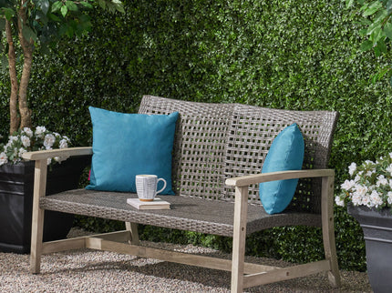 Hampton - Outdoor Wood And Wicker Loveseat - Gray