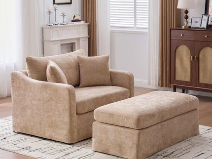 Accent Chair With Ottoman, Includes 2 Bolster Pillows