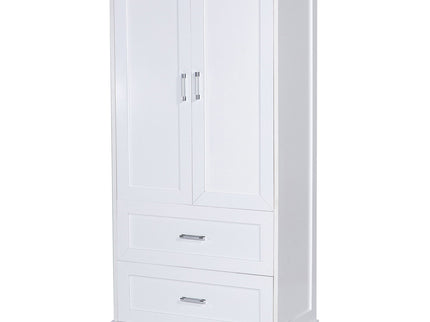 Tall Bathroom Storage Cabinet With 2 Doors And Drawers, Adjustable Shelf
