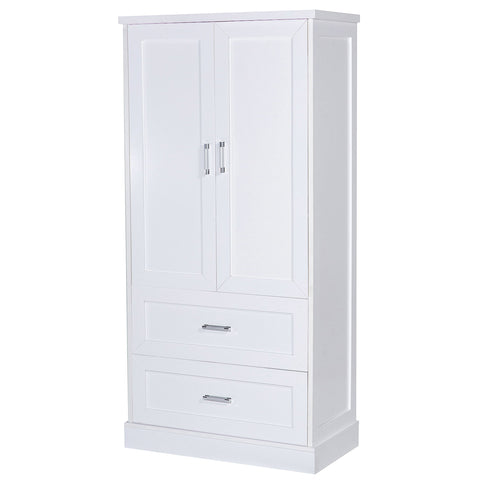 Tall Bathroom Storage Cabinet With 2 Doors And Drawers, Adjustable Shelf