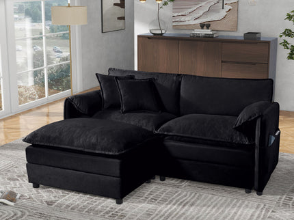 Modern Comfy Deep Seat Modular Sectional Sofa Cloud Couch With Ottoman