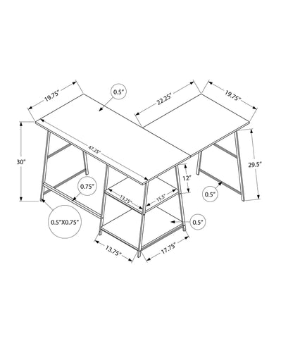 Computer Desk, Home Office, Corner, Storage Shelves, L Shape, Work, Laptop, Contemporary, Modern - Base