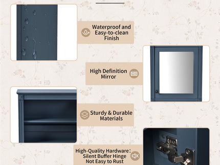 Wall Mounted Bathroom Storage Cabinet With Mirror, Medicine Cabinet With Height Adjustable Shelf