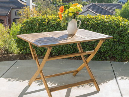 Blissique - Outdoor Foldable Wood Dining Table With Slat Design