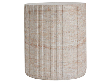 Elegant Outdoor / Indoor Lightweight Concrete Side Table With Travertine - Beige