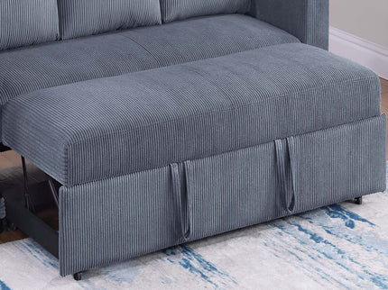 Convertible Sleeper Sofa With Pull Out Bed, Upholstery, Square Arms - Dark Gray