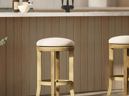 Backless Swivel Stool With Upholstered Seat
