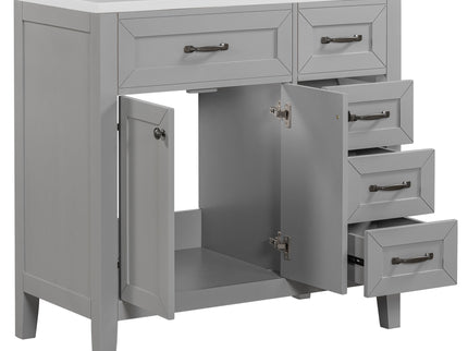 Modern Bathroom Vanity With Sink, Freestanding With Drawers And Doors