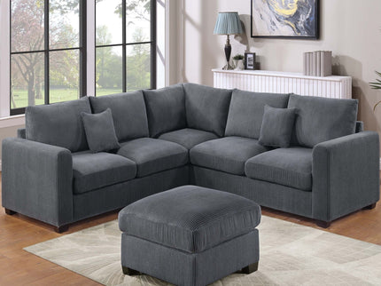 Modern Style L-Shaped Sectional Set With Ottoman