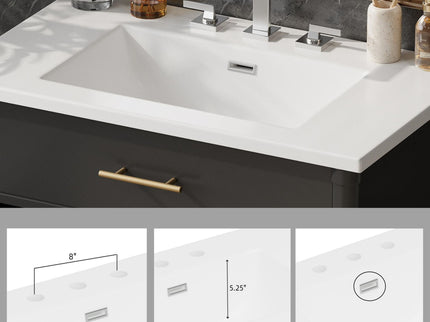 Bathroom Vanity With Sink, Soft Close Doors And Adjustable Shelf