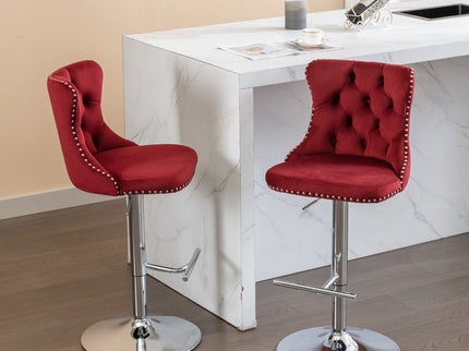 Swivel Barstools Adjusatble Seat Height From 25-33", Modern Upholstered Base Bar Stools With Backs Comfortable Tufted For Home Pub And Kitchen Island (Set of 2)