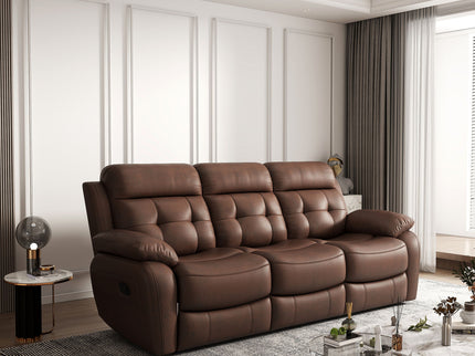 Genuine Non Power Reclining Sofa With Drop Down Table, Stainless Steel Cupholders And Magazine Bag