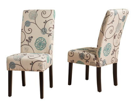 Contemporary Dining Chair Set With Rubberwood Legs - White / Blue