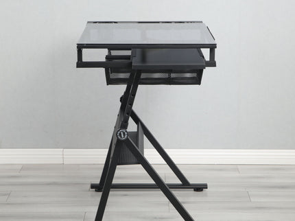 Adjustable Tempered Glass Drafting Printing Table With Chair