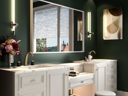 Rectangular Wall-Mounted Beveled Bathroom Mirror, Square Angle Metal Frame Wall Mounted Bathroom Mirrors For Wall (Horizontal & Vertical) - Glossy White