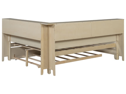 Full Size Daybed With Storage Shelves And Trundle - Ancient White