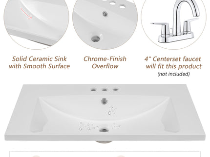 Modern Bathroom Vanity With Sink Combo, Multi Functional Cabinet With Doors And Drawer