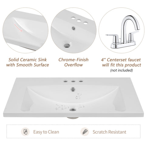 Modern Bathroom Vanity With Sink Combo, 3 Drawers