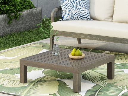 Oana Brava - Rustic Coffee Table With Slat Panel Design - Gray